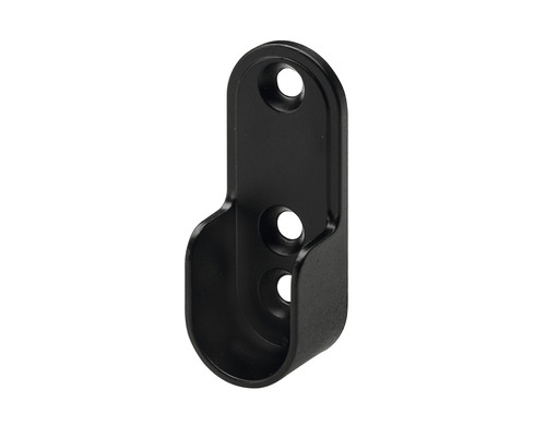 Klädstångshållare HETTICH Ø30mm 15mm svart 10-pack Garderobsstångshållare av metall med fästhål
