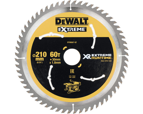DeWalt EXTREME cirkelsågblad med en diameter på 210 millimeter och 60 tänder