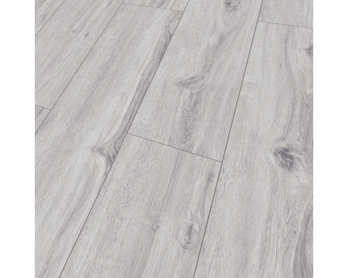 Provbit: Laminatgolv KRONOTEX Blue Line Wood Artic grå ek Ljust laminatgolv med träutseende för inomhusbruk