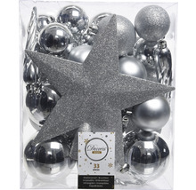 Julgransprydnadsset med stjärna och julgranskulor, 33 delar