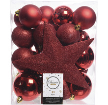 33-delars set julgranskulor och stjärna för dekoration