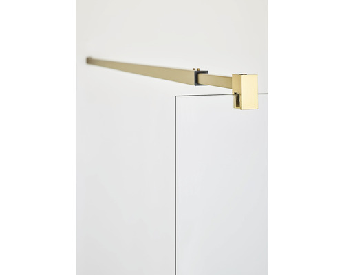 Duschvägg med stabiliseringsstång och väggfäste