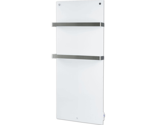 Infraröd värmepanel med handdukshållare EUROM Sani vit metall 600 W WiFi+ LED 350333 Vit handdukstork med två handdukshållare i metall