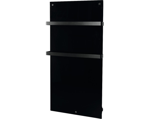 Svart handdukstork med två handdukshållare