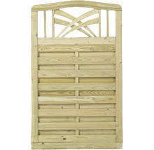 Trädgårdsgrind i trä med dekorativt element