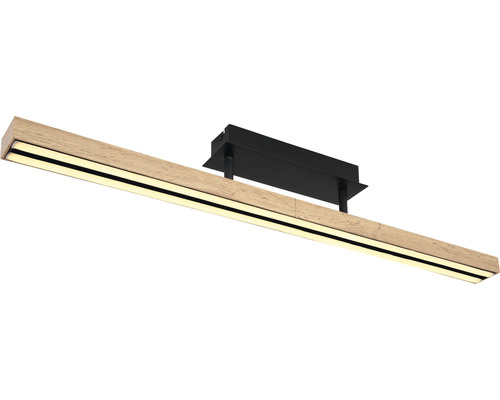 LED taklampa i träimitation med svart fäste