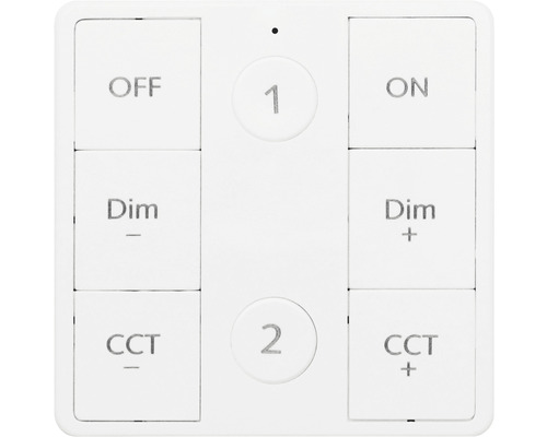 Fjärrkontroll för belysning med knappar för på, av, dimning och färgtemperatur