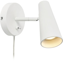 Vit LED-vägglampa med strömbrytare och rörligt lamphuvud