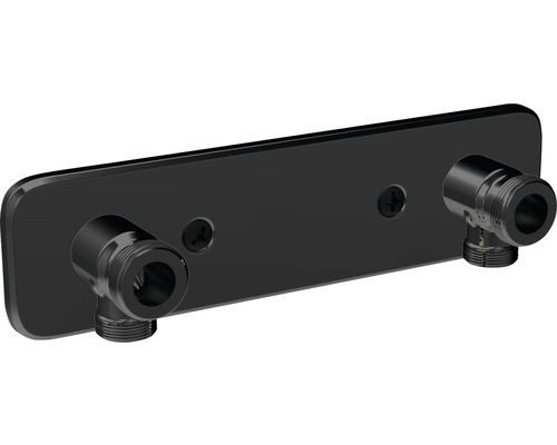 Blandarfäste DUSCHBYGGARNA utanpåliggande rör matt svart metall 150 mm c/c Installationsenhet med två vattenanslutningar och fästskruvar