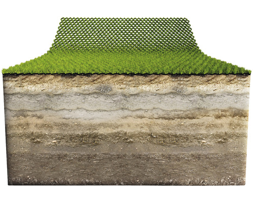 Markstruktur med gräsarmeringsplattor och gräs