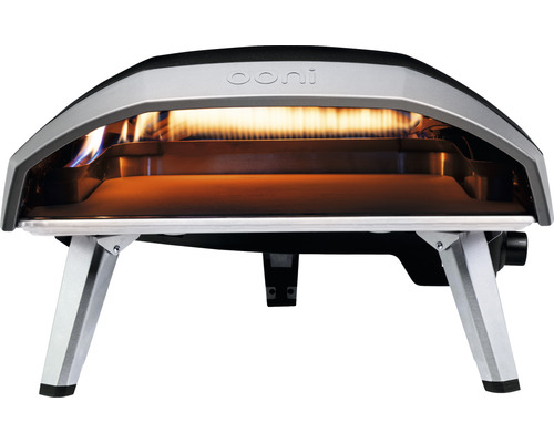 OONI Pizzaugn Koda 16 gasol rostfritt stål silversvart L-formad låga värmeregulator och direkt gasoltändning