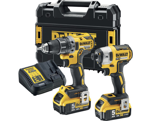 Verktygspaket DEWALT DCK268P2T 18V 2 maskiner 2 batterier 5,0Ah + laddare och TSTAK ERBJUDANDE: Batteri på köpet