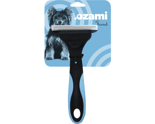 Hundborste OZAMI Furmaster medium kort päls 65 tänder blå/svart