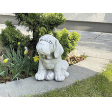 Trädgårdsfigur hund betong vit