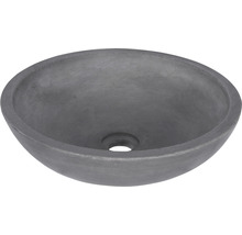 Grått tvättställ i betong med rund design