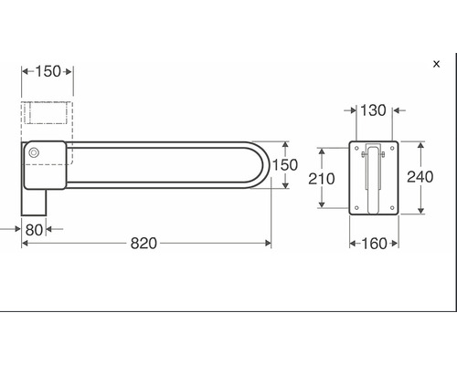 Teknisk ritning av en avspärrningsstolpe med mått