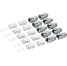 RJ45-kontakt, dragavlastare och trådningshjälp för nätverkskablar