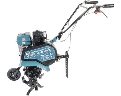 Motorhacka med hjul och handtag