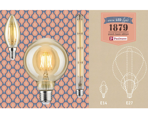 Olika Paulmann-lampor med E14- och E27-sockel