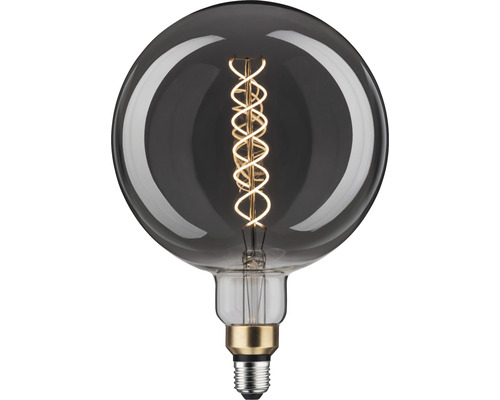 Globlampa PAULMANN LED BigGlobe E27 7W 170lm 1800K dimbar filament rökfärgat glas Dekorativ glödlampa med rökgrått glas och spiralformad glödtråd