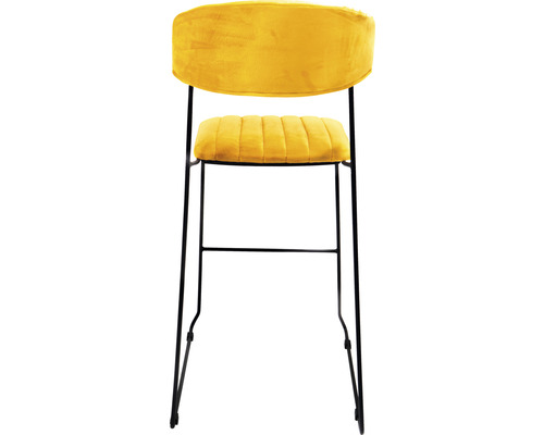 Barstol med sits och ryggstöd i sammet och en metallram.