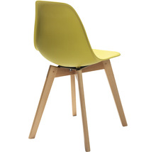 Gul stol med träben bakifrån