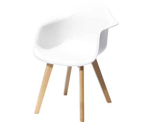 Vit stol med armstöd och träben