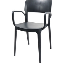 Svart plaststol med armstöd