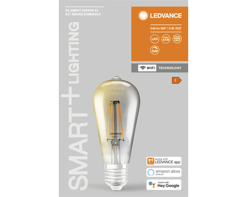 LEDVANCE Filament Edison 44 E27 Rök Dimbar ljuskälla