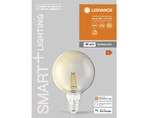 Ledvance Filament Globe125 44 E27 Rök Dimbar ljuskälla