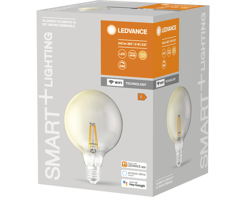 LEDVANCE Filament Globe125 44 E27 Smoke Dimmable ljuskälla i förpackning
