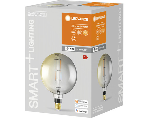 LEDVANCE Filament Globe200 42 E27 Rökfärgad dimbar i produktförpackning