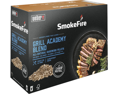 Träpellets WEBER universal Grill Academy Blend 8kg Weber SmokeFire Grill Academy Blend träpellets för pelletsgrillar, 8 kilogram