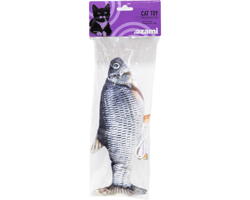 Kattleksak OZAMI sprattlande fisk 30cm mört Kattleksak OZAMI sprattlande fisk 30cm mört