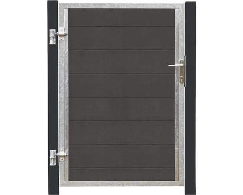 Grind PLUS Futura komposit skiffergrå vänstervänd 99x145cm + 16cm gråsvarta stolpar