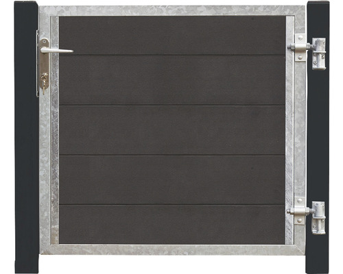 Grind PLUS Futura högervänd komposit/stål skiffergrå 99x91cm + 16cm gråsvarta stolpar