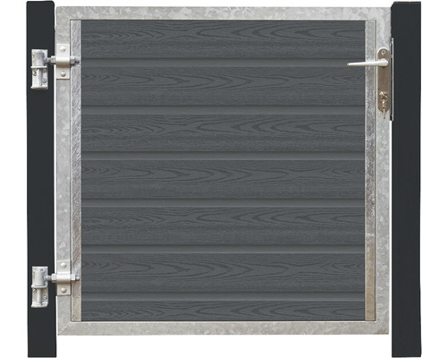 Grind PLUS Artura vänsterhängd komposit/stål skiffergrå 99x95cm + 16cm gråsvarta stolpar