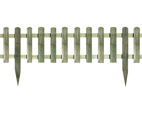 Trädgårdsstaket rundat huvud 120x30/45cm tryckimpregnerad Trädgårdsstaket i trä med markspett
