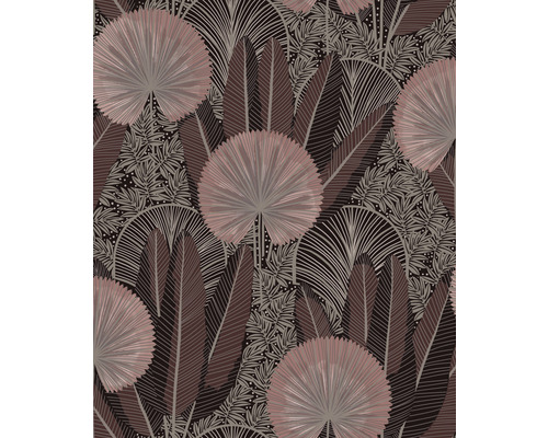 Illustration av mönstrade blad och solfjäderpalmer som tapet