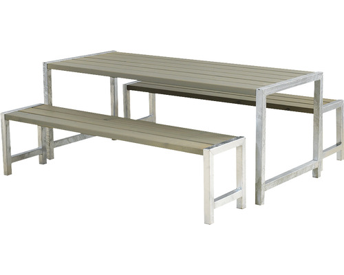 Picknickbord PLUS trä/stål 186cm gråbrun