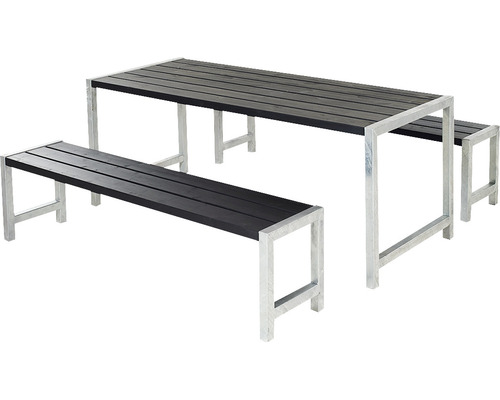 Picknickbord PLUS trä/stål 186cm svart