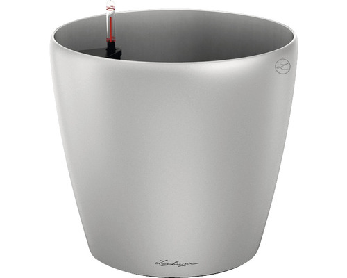 Självvattnande blomkruka LECHUZA Classico Premium plast Ø68x64,5cm silver inkl. substrat Lechuza Classico LS planteringskärl med bevattningssystem
