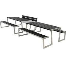 Ensemble av bord och bänkar med metallram