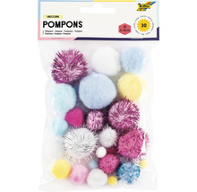 Förpackning med 30 hobby-pompons i olika storlekar
