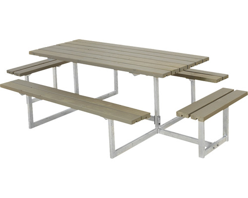 Picknickbord PLUS Basic 2 påbyggnader trä/stål 260cm gråbrun