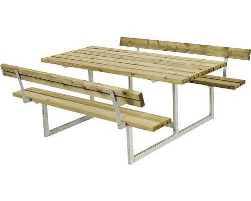 Picknickbord PLUS Basic 2 ryggstöd trä/stål 177cm tryckimpregnerat-0