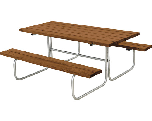 Picknickbord PLUS Classic trä/stål 177cm teakfärgat