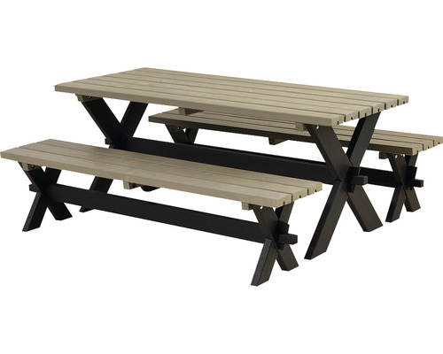 Picknickbord PLUS Nostalgi trä 177cm svart/gråbrun
