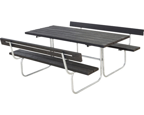 Picknickbord PLUS Classic 2 ryggstöd RePlast/stål 177cm svart