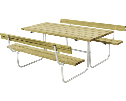 Picknickbord PLUS Classic 2 ryggstöd trä/stål 177cm tryckimpregnerat